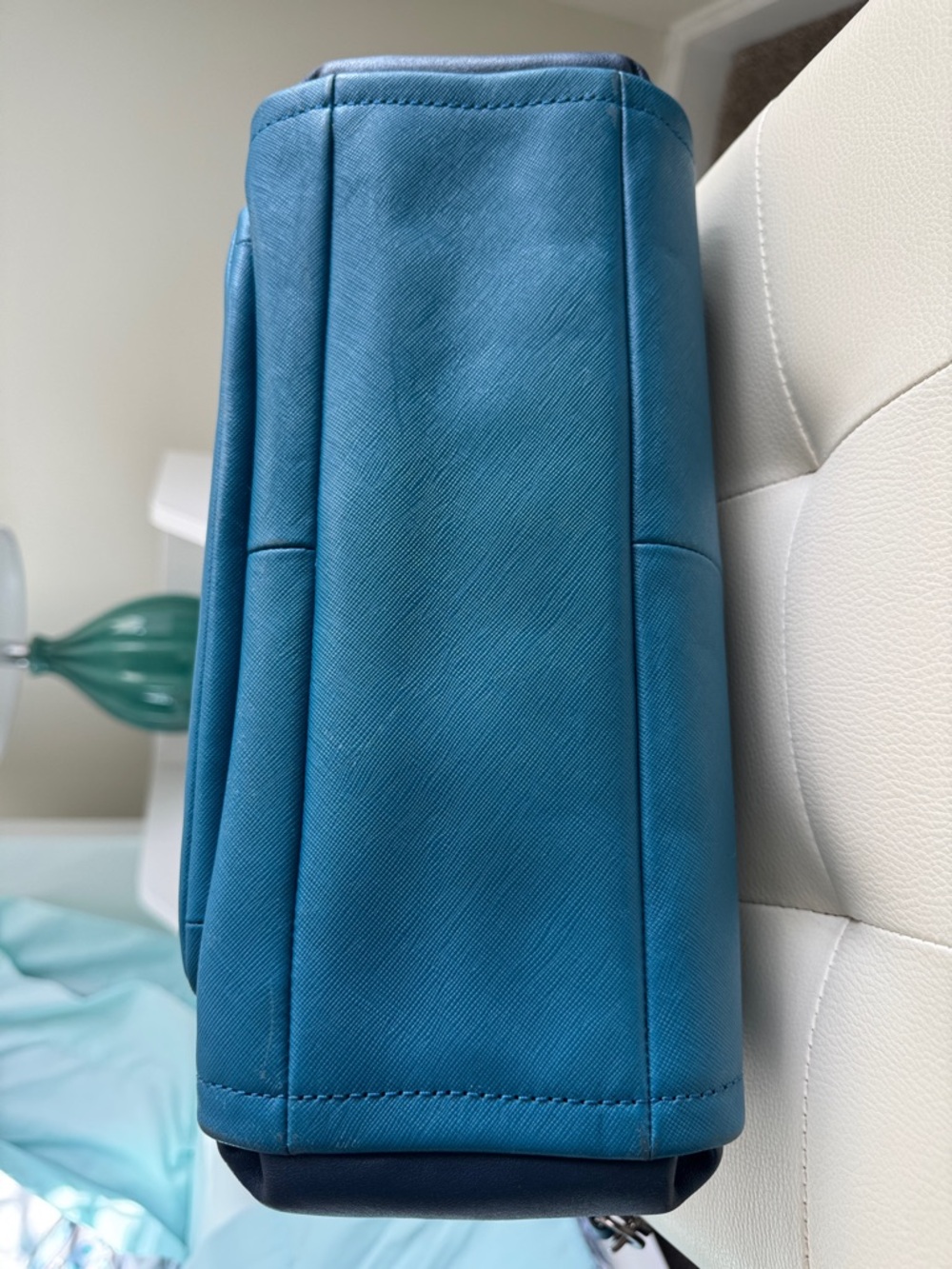 Coach Sadie Teal Leather Top-Handle Satchel with Strap - Picture 7 of 15